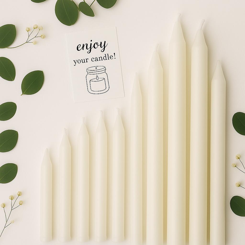 Handmade Soy & White Beeswax Taper Candles (Pack of 8/4)